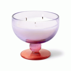 Ароматна соева свещ Падивакс Аура в стъкло-бокал - лилаво и розово - пипер и слива